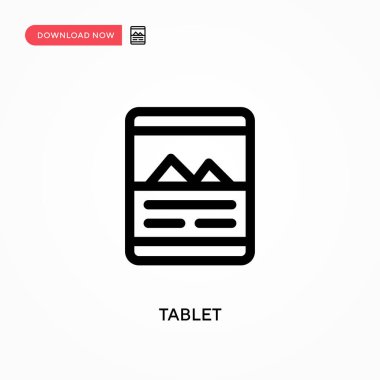 Tablet Basit vektör simgesi. Web sitesi veya mobil uygulama için modern, basit düz vektör çizimi