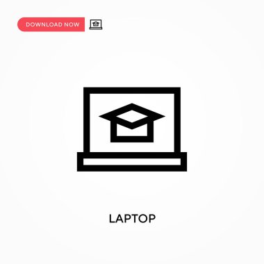 Laptop Basit vektör simgesi. Web sitesi veya mobil uygulama için modern, basit düz vektör çizimi