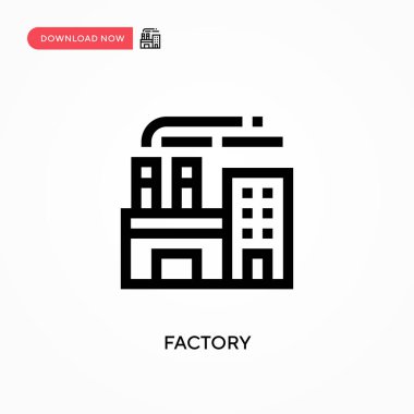 Fabrika Basit vektör simgesi. Web sitesi veya mobil uygulama için modern, basit düz vektör çizimi
