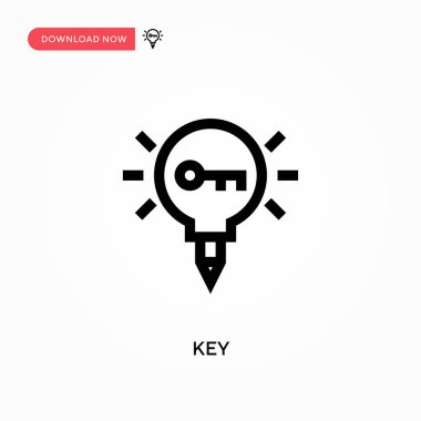 Anahtar Basit vektör simgesi. Web sitesi veya mobil uygulama için modern, basit düz vektör çizimi