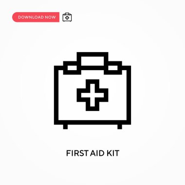 İlk yardım çantası basit vektör simgesi. Web sitesi veya mobil uygulama için modern, basit düz vektör çizimi