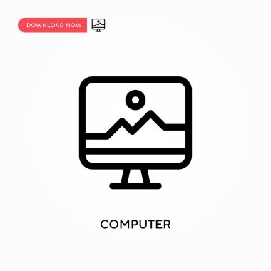 Bilgisayar basit vektör simgesi. Web sitesi veya mobil uygulama için modern, basit düz vektör çizimi