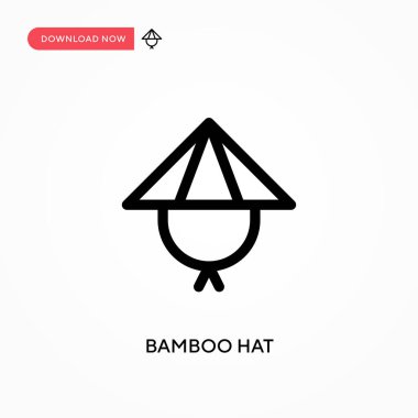 Bambu şapkalı basit vektör ikonu. Web sitesi veya mobil uygulama için modern, basit düz vektör çizimi