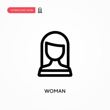Kadın basit vektör simgesi. Web sitesi veya mobil uygulama için modern, basit düz vektör çizimi
