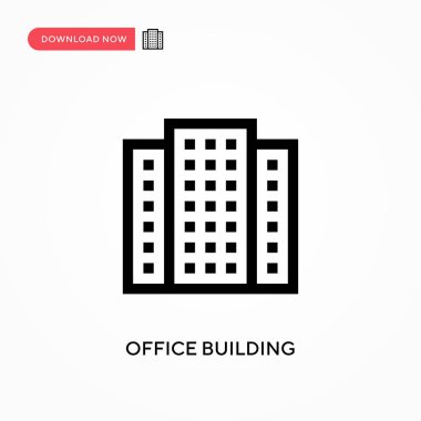 Ofis binası basit vektör simgesi. Web sitesi veya mobil uygulama için modern, basit düz vektör çizimi