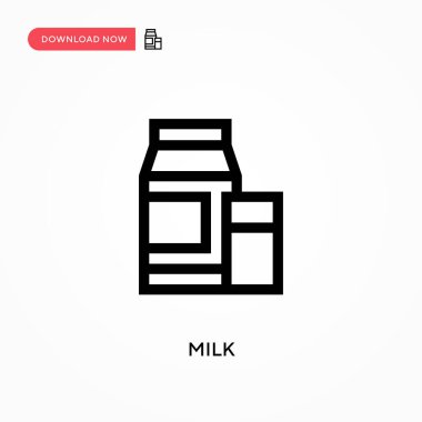 Süt Basit vektör simgesi. Web sitesi veya mobil uygulama için modern, basit düz vektör çizimi