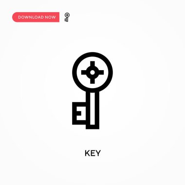 Anahtar Basit vektör simgesi. Web sitesi veya mobil uygulama için modern, basit düz vektör çizimi