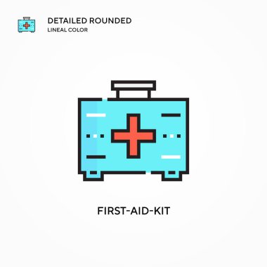 İlk yardım seti vektör simgesi. Modern vektör illüstrasyon kavramları. Düzenlemesi ve kişiselleştirmesi kolay.