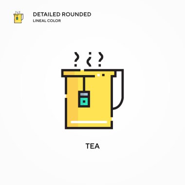 Çay vektör simgesi. Modern vektör illüstrasyon kavramları. Düzenlemesi ve kişiselleştirmesi kolay.