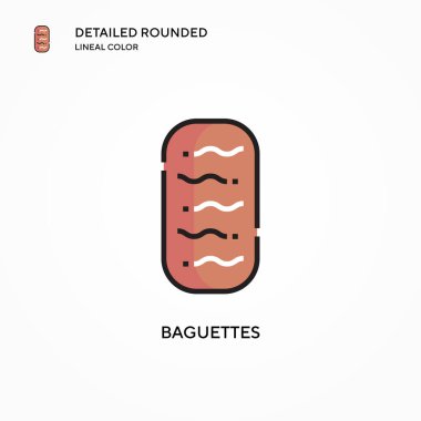 Bagetler vektör simgesi. Modern vektör illüstrasyon kavramları. Düzenlemesi ve kişiselleştirmesi kolay.