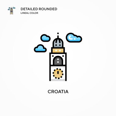 Hırvatistan vektör ikonu. Modern vektör illüstrasyon kavramları. Düzenlemesi ve kişiselleştirmesi kolay.
