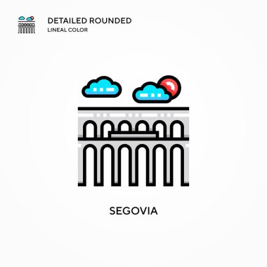 Segovia vektör simgesi. Modern vektör illüstrasyon kavramları. Düzenlemesi ve kişiselleştirmesi kolay.