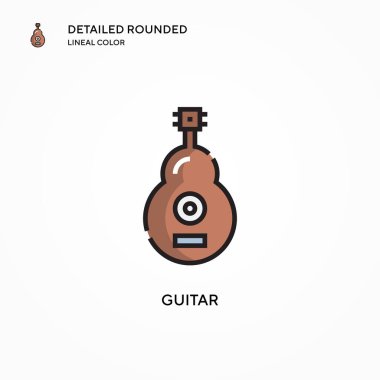 Gitar vektör simgesi. Modern vektör illüstrasyon kavramları. Düzenlemesi ve kişiselleştirmesi kolay.