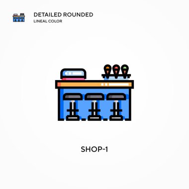 Dükkan-1 vektör simgesi. Modern vektör illüstrasyon kavramları. Düzenlemesi ve kişiselleştirmesi kolay.