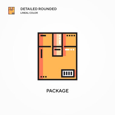 Paket vektör simgesi. Modern vektör illüstrasyon kavramları. Düzenlemesi ve kişiselleştirmesi kolay.