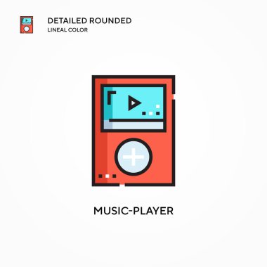 Müzik çalar vektör simgesi. Modern vektör illüstrasyon kavramları. Düzenlemesi ve kişiselleştirmesi kolay.