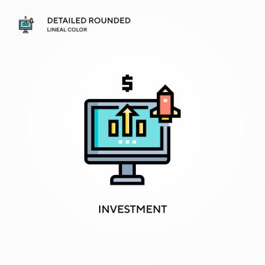 Yatırım vektör simgesi. Modern vektör illüstrasyon kavramları. Düzenlemesi ve kişiselleştirmesi kolay.