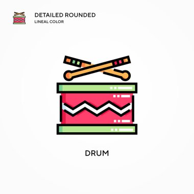 Davul vektör simgesi. Modern vektör illüstrasyon kavramları. Düzenlemesi ve kişiselleştirmesi kolay.