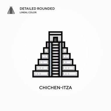 Chichen-itza vektör simgesi. Modern vektör illüstrasyon kavramları. Düzenlemesi ve kişiselleştirmesi kolay.