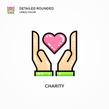 Charity vektör simgesi. Modern vektör illüstrasyon kavramları. Düzenlemesi ve kişiselleştirmesi kolay.
