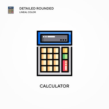 Hesap makinesi vektör simgesi. Modern vektör illüstrasyon kavramları. Düzenlemesi ve kişiselleştirmesi kolay.