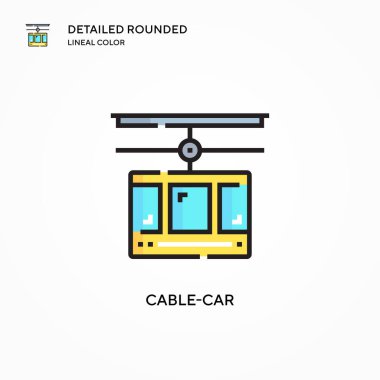 Kablo-araba vektör simgesi. Modern vektör illüstrasyon kavramları. Düzenlemesi ve kişiselleştirmesi kolay.