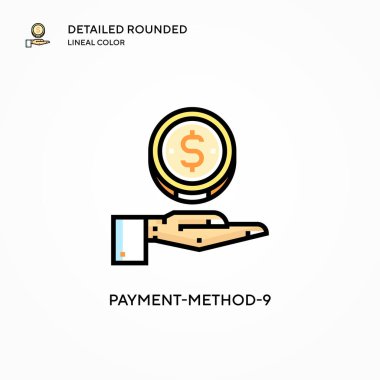 Ödeme yöntemi-9 vektör simgesi. Modern vektör illüstrasyon kavramları. Düzenlemesi ve kişiselleştirmesi kolay.