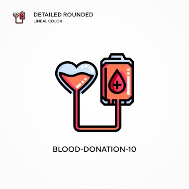 Kan bağışı 10 vektör ikonu. Modern vektör illüstrasyon kavramları. Düzenlemesi ve kişiselleştirmesi kolay.