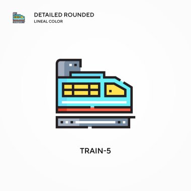 Tren-5 vektör simgesi. Modern vektör illüstrasyon kavramları. Düzenlemesi ve kişiselleştirmesi kolay.