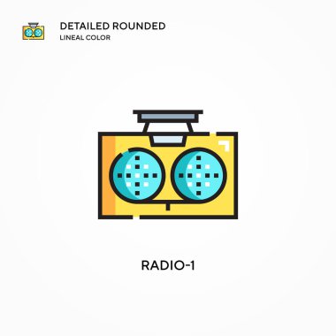 Radyo-1 vektör simgesi. Modern vektör illüstrasyon kavramları. Düzenlemesi ve kişiselleştirmesi kolay.