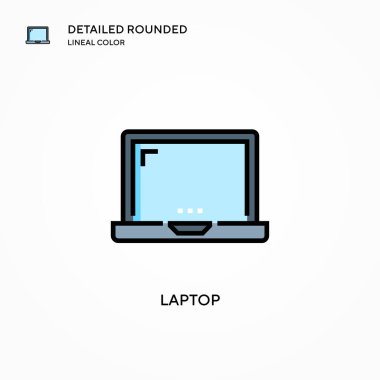 Laptop vektör simgesi. Modern vektör illüstrasyon kavramları. Düzenlemesi ve kişiselleştirmesi kolay.
