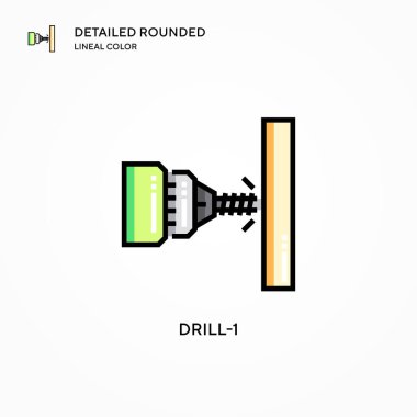 Drill-1 vektör simgesi. Modern vektör illüstrasyon kavramları. Düzenlemesi ve kişiselleştirmesi kolay.