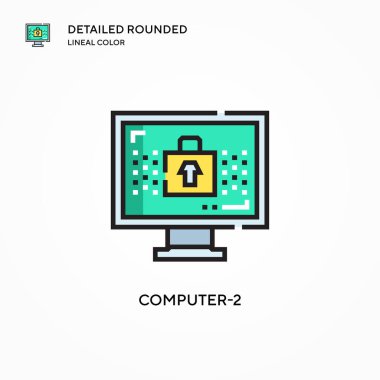 Bilgisayar-2 vektör simgesi. Modern vektör illüstrasyon kavramları. Düzenlemesi ve kişiselleştirmesi kolay.