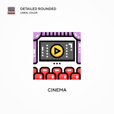 Sinema vektör simgesi. Modern vektör illüstrasyon kavramları. Düzenlemesi ve kişiselleştirmesi kolay.