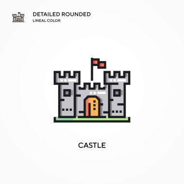 Castle vektör simgesi. Modern vektör illüstrasyon kavramları. Düzenlemesi ve kişiselleştirmesi kolay.