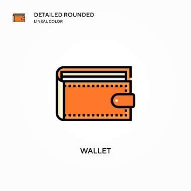 Cüzdan vektör simgesi. Modern vektör illüstrasyon kavramları. Düzenlemesi ve kişiselleştirmesi kolay.