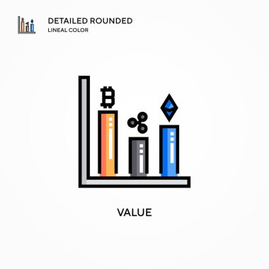 Değer vektör simgesi. Modern vektör illüstrasyon kavramları. Düzenlemesi ve kişiselleştirmesi kolay.