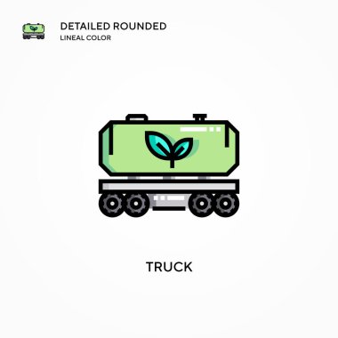 Kamyon vektör simgesi. Modern vektör illüstrasyon kavramları. Düzenlemesi ve kişiselleştirmesi kolay.
