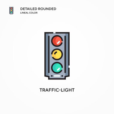 Trafik ışığı vektör simgesi. Modern vektör illüstrasyon kavramları. Düzenlemesi ve kişiselleştirmesi kolay.