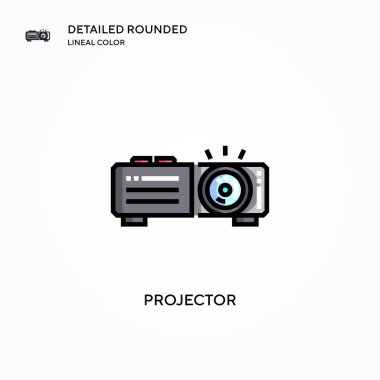 Projektör vektör simgesi. Modern vektör illüstrasyon kavramları. Düzenlemesi ve kişiselleştirmesi kolay.