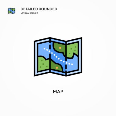 Harita vektör simgesi. Modern vektör illüstrasyon kavramları. Düzenlemesi ve kişiselleştirmesi kolay.