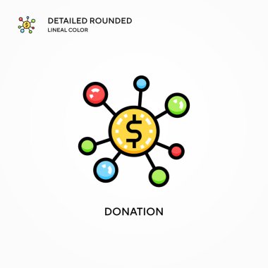 Bağış vektörü simgesi. Modern vektör illüstrasyon kavramları. Düzenlemesi ve kişiselleştirmesi kolay.