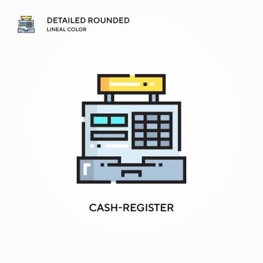 Yazar kasa vektör simgesi. Modern vektör illüstrasyon kavramları. Düzenlemesi ve kişiselleştirmesi kolay.