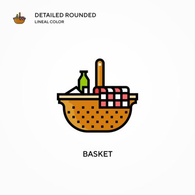 Basket vektör simgesi. Modern vektör illüstrasyon kavramları. Düzenlemesi ve kişiselleştirmesi kolay.