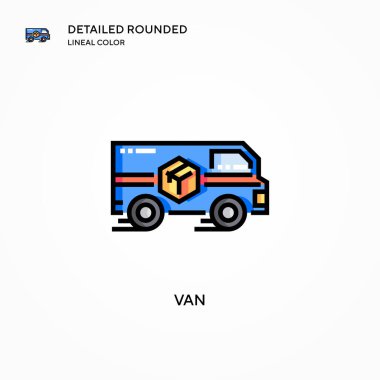 Van vektör simgesi. Modern vektör illüstrasyon kavramları. Düzenlemesi ve kişiselleştirmesi kolay.