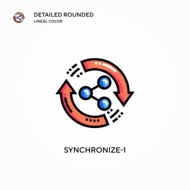 Senkronize-1 vektör simgesi. Modern vektör illüstrasyon kavramları. Düzenlemesi ve kişiselleştirmesi kolay.