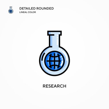 Araştırma vektör simgesi. Modern vektör illüstrasyon kavramları. Düzenlemesi ve kişiselleştirmesi kolay.
