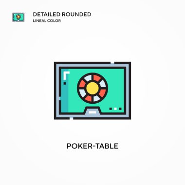 Poker masası vektör simgesi. Modern vektör illüstrasyon kavramları. Düzenlemesi ve kişiselleştirmesi kolay.