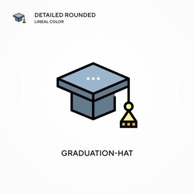 Mezuniyet şapkası vektör ikonu. Modern vektör illüstrasyon kavramları. Düzenlemesi ve kişiselleştirmesi kolay.
