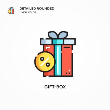 Hediye kutusu vektör simgesi. Modern vektör illüstrasyon kavramları. Düzenlemesi ve kişiselleştirmesi kolay.